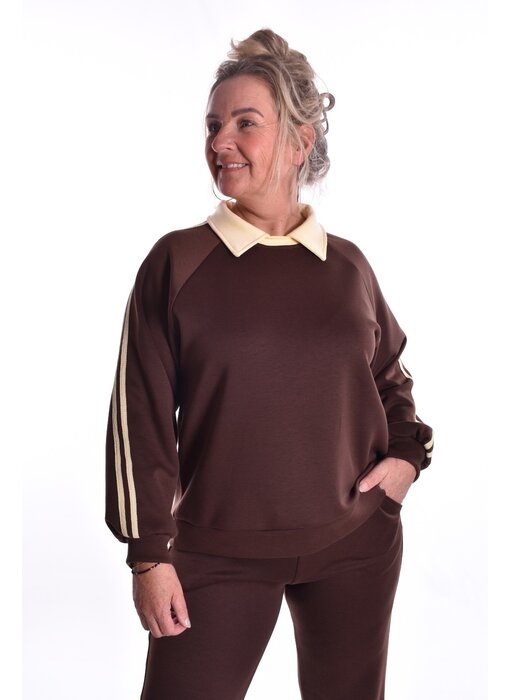 Sweater Lotte - Choco + Zacht Geel