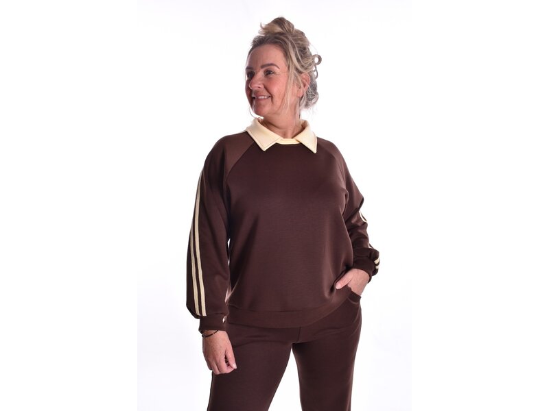 Sweater Lotte - Choco + Zacht Geel