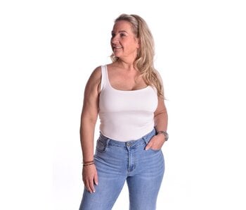 Viscose Topje Abbey  - Roomwit