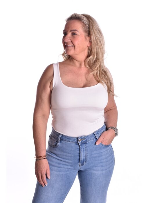 Viscose Topje Abbey  - Roomwit