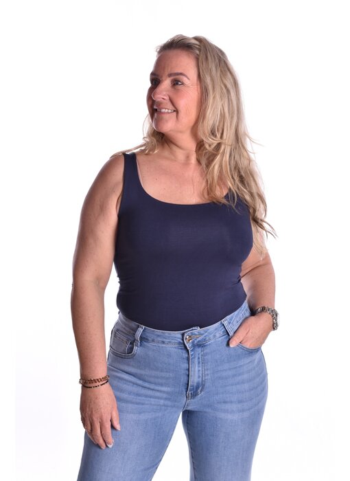 Viscose Topje Abbey  - Donkerblauw