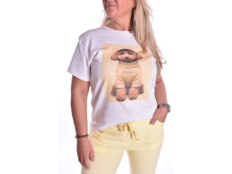 T-shirt Doggy -Zacht geel