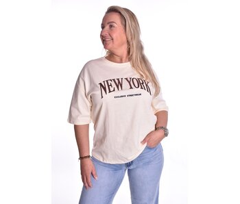 T-shirt New York - Zacht geel