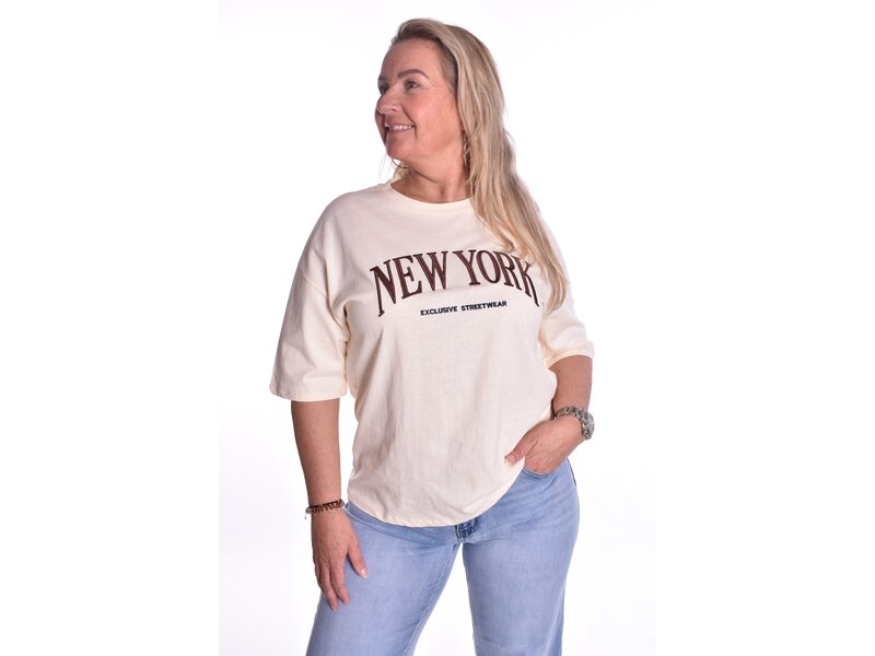 T-shirt New York - Zacht geel