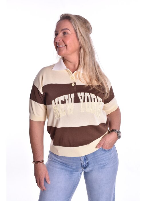 Polo College  - Zachtgeel + bruin