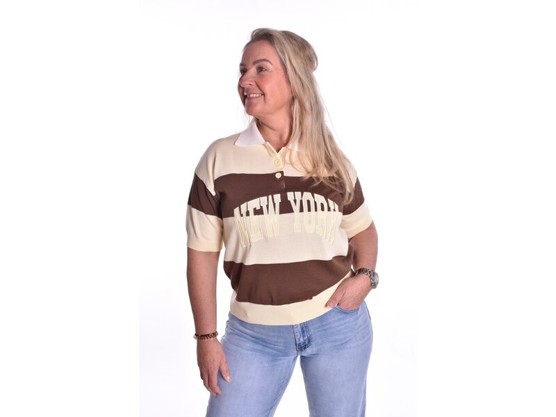 Polo College  - Zachtgeel + bruin