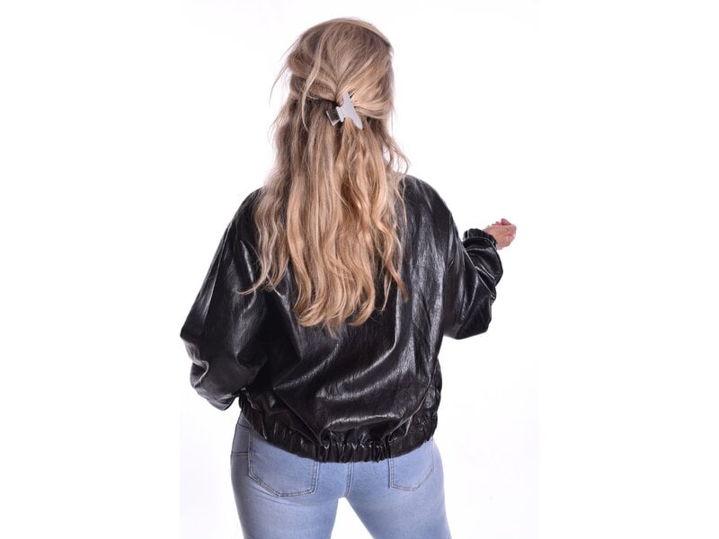 Leatherlook Bomber - Zwart