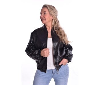 Leatherlook Bomber - Zwart