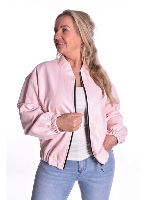 Leatherlook Bomber - Roze