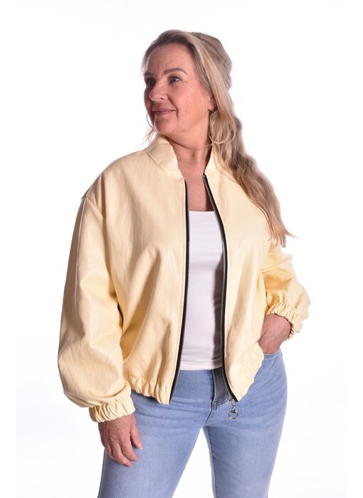 Leatherlook Bomber - Zachtgeel
