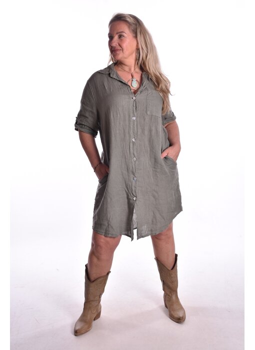 Jurk Linnen - Legergroen