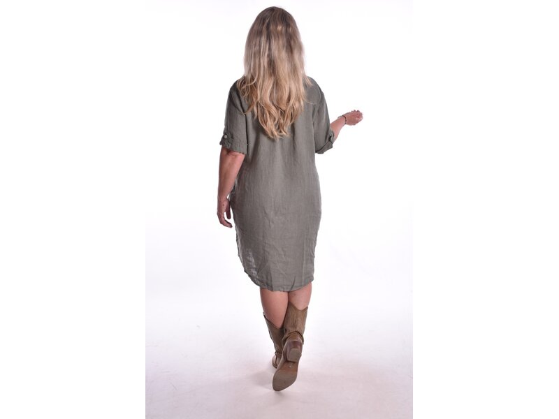Jurk Linnen - Legergroen