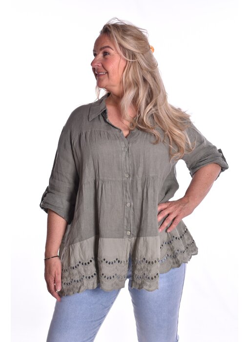 Blouse Linnen - Legergroen