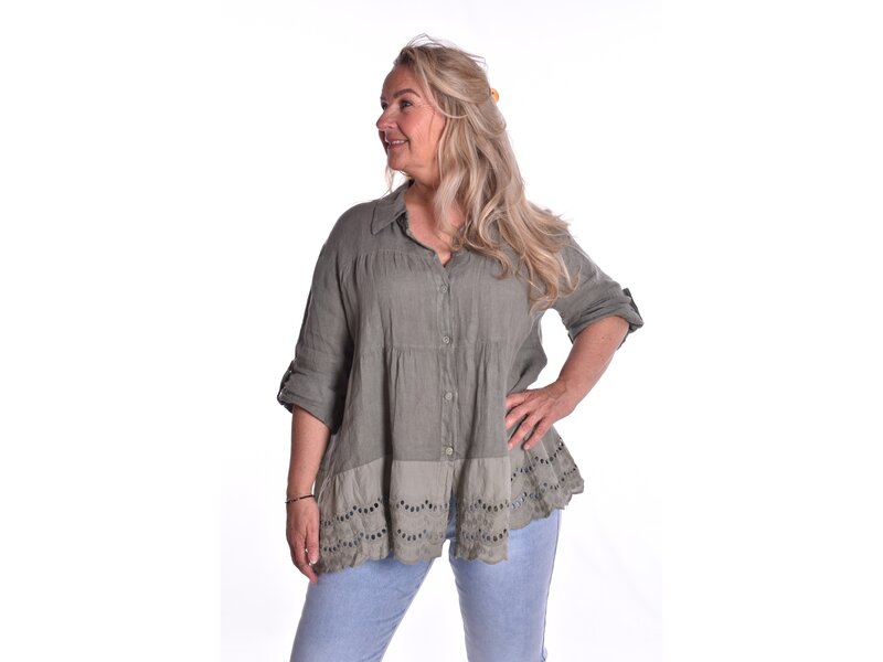 Blouse Linnen - Legergroen