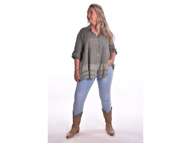 Blouse Linnen - Legergroen
