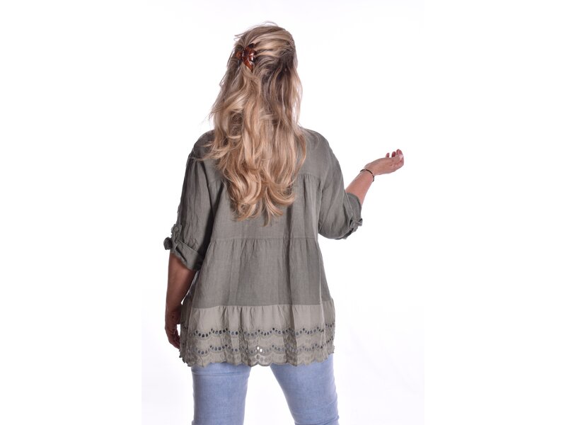 Blouse Linnen - Legergroen