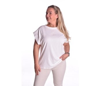 T-shirt Saluti van Mooij - Roomwit