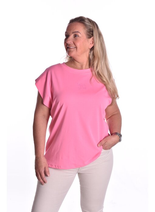 T-shirt Saluti van Mooij - Fluor Roze