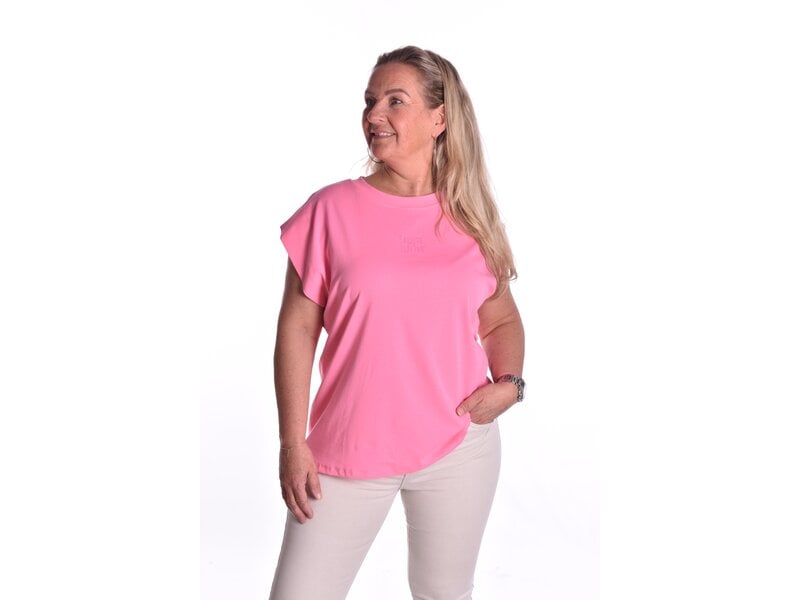 T-shirt Saluti van Mooij - Fluor Roze