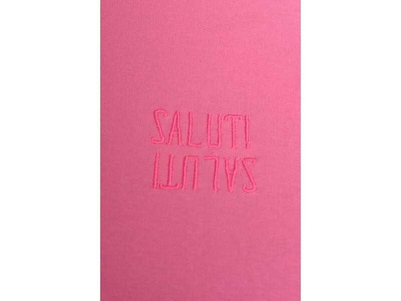 T-shirt Saluti van Mooij - Fluor Roze