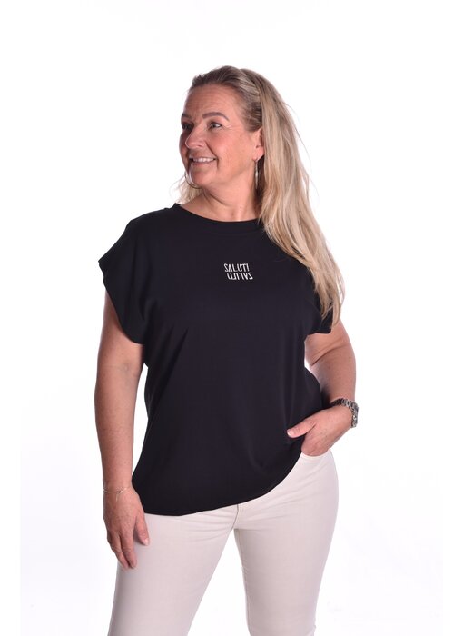 T-shirt Saluti van Mooij - Zwart