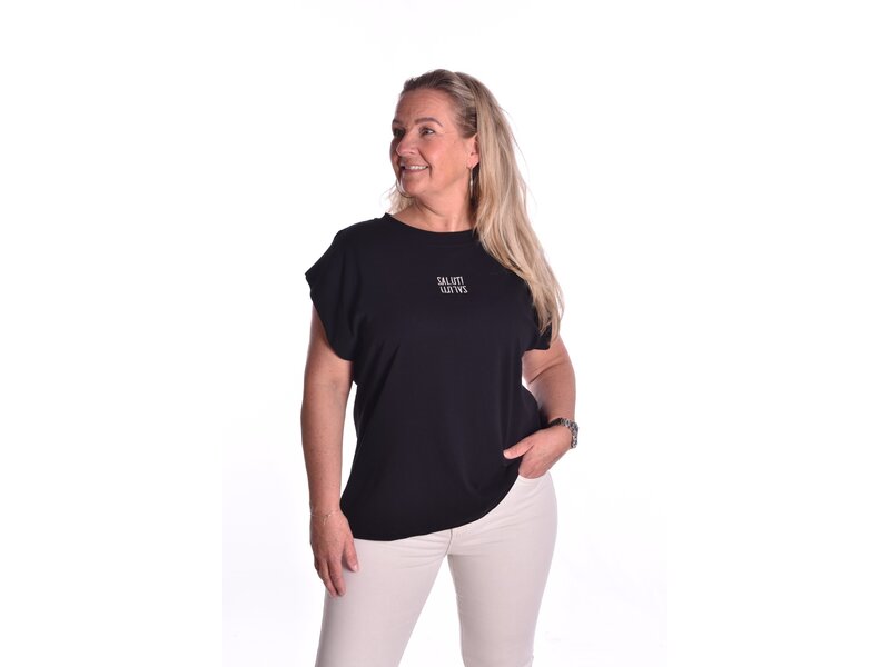 T-shirt Saluti van Mooij - Zwart