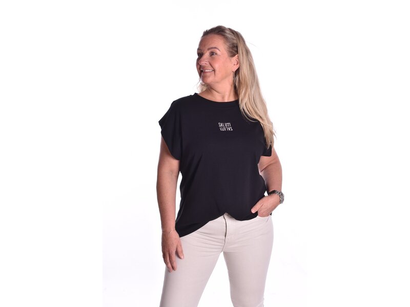 T-shirt Saluti van Mooij - Zwart