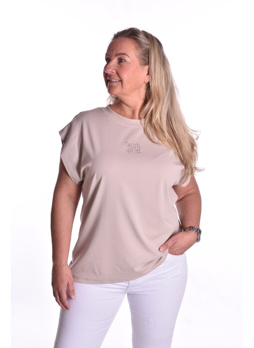 T-shirt Saluti van Mooij - Beige