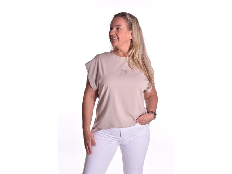 T-shirt Saluti van Mooij - Beige