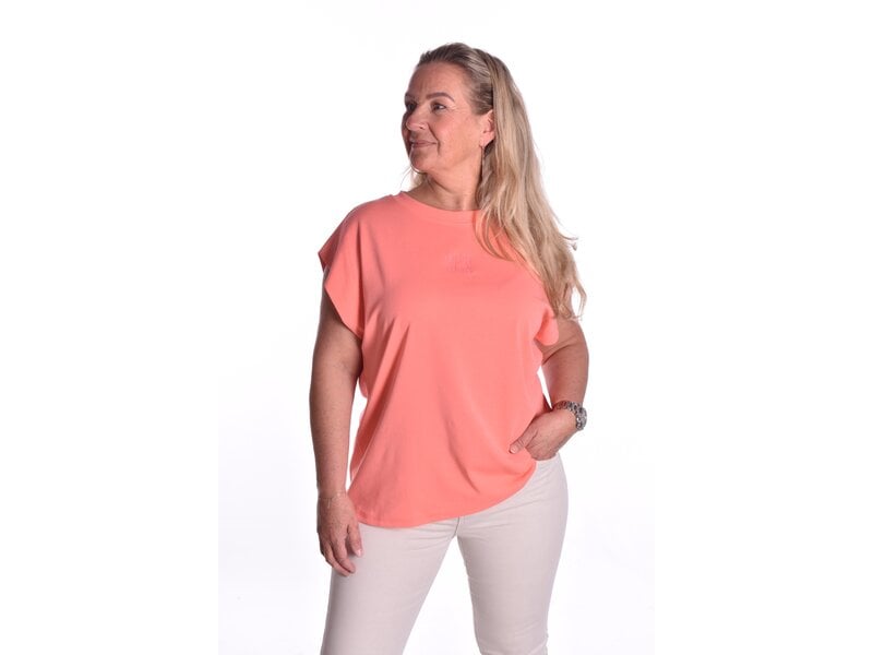 T-shirt Saluti van Mooij - Fluor Koraal