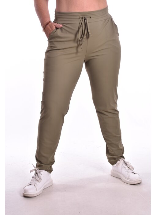 Broek Luxe Travelstof Bij Livi - Legergroen