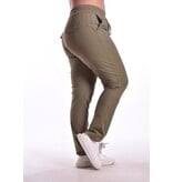 Broek Luxe Travelstof Bij Livi - Legergroen