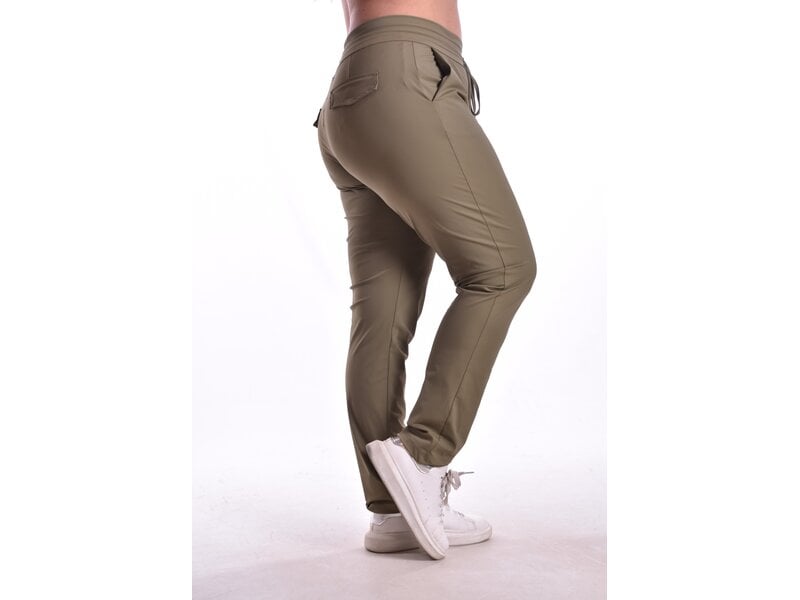 Broek Luxe Travelstof Bij Livi - Legergroen