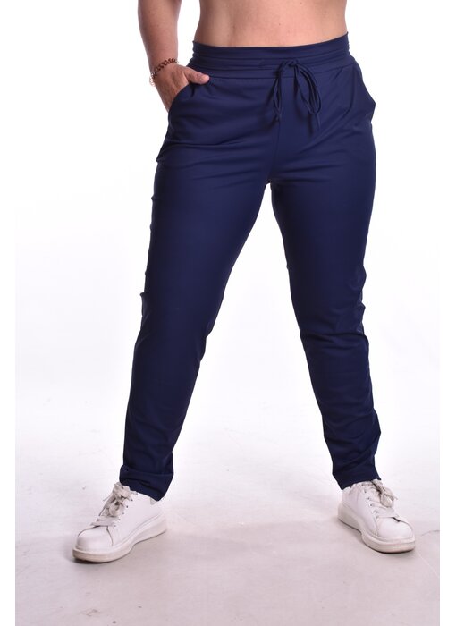 Broek Luxe Travelstof Bij Livi - Donkerblauw