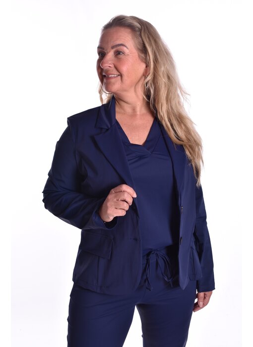 Blazer Luxe Travelstof Bij Livi - Donkerblauw