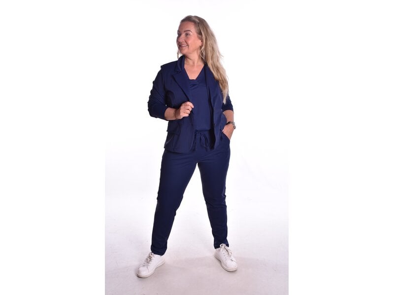 Blazer Luxe Travelstof Bij Livi - Donkerblauw