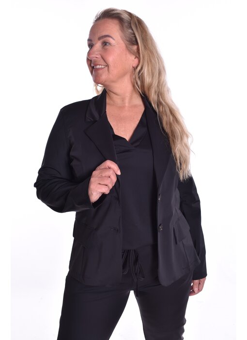 Blazer Luxe Travelstof Bij Livi -Zwart