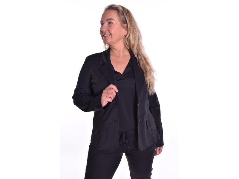 Blazer Luxe Travelstof Bij Livi -Zwart
