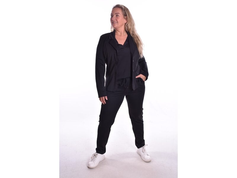 Blazer Luxe Travelstof Bij Livi -Zwart