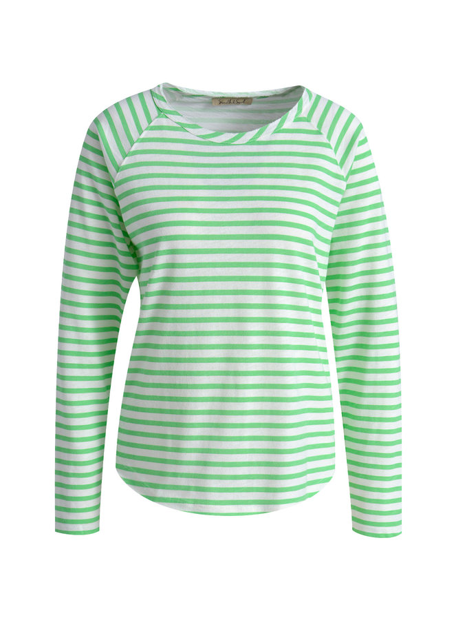 0223-1013-S 1725 Smith en Soul Basic Sweat Stripes spring green print
