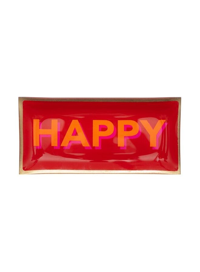 Love plates, glass plate L, happy red