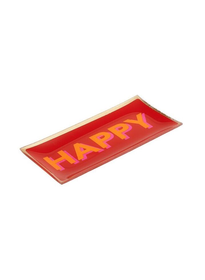 Love plates, glass plate L, happy red