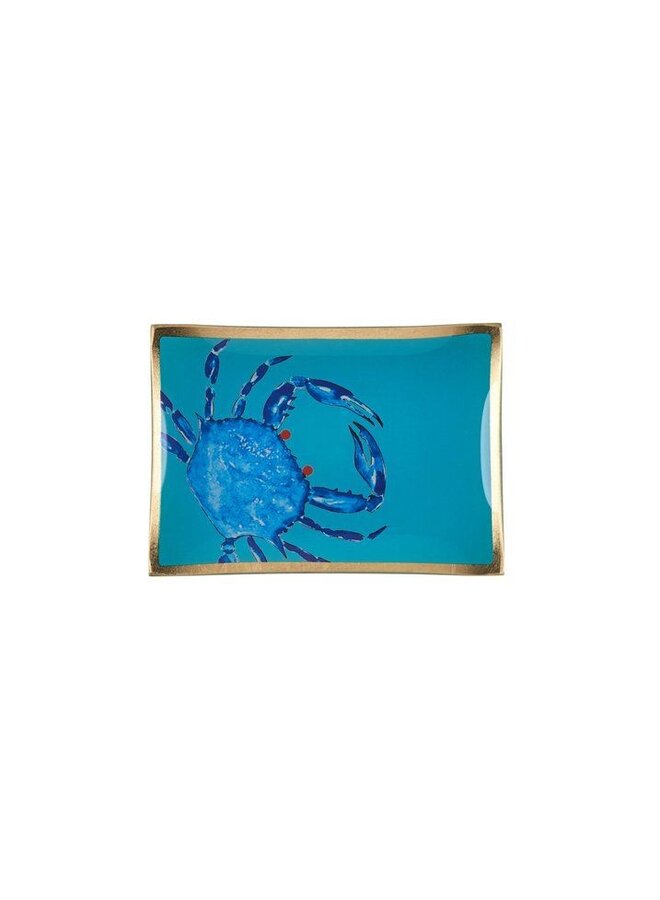 Love Plates, glassplate M, Cote D´Azur, crab, turquoise/blue