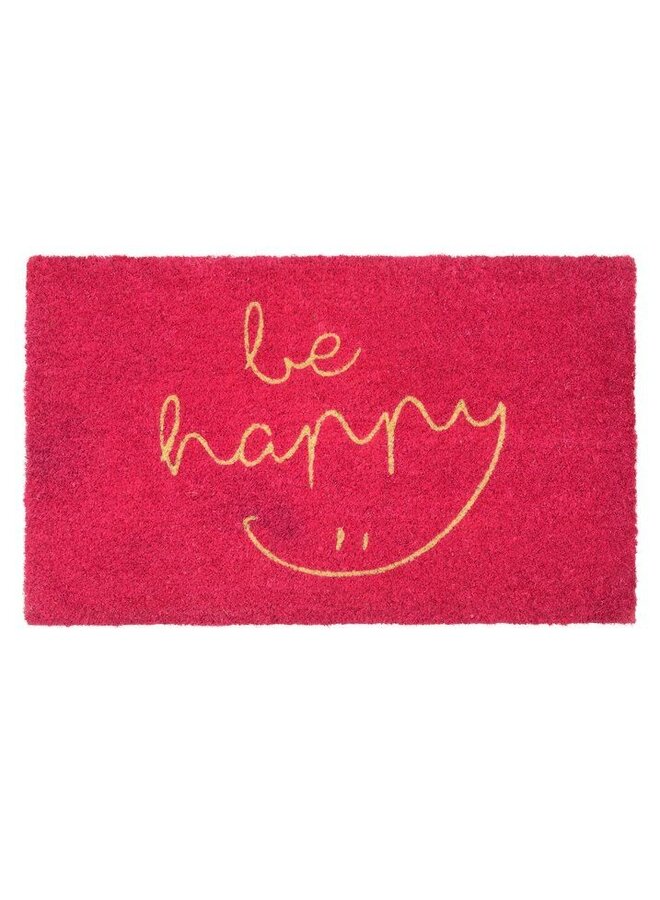 doormat be happy pink