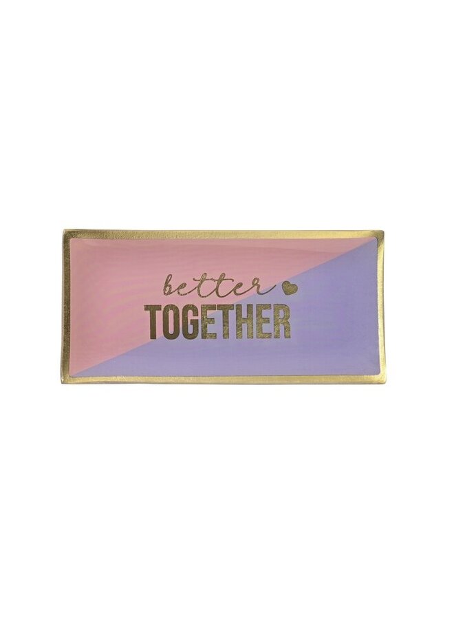 Love plates, glass plate L, better together, pink violet