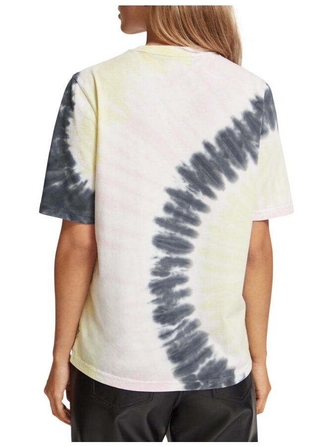 176276 7127 Scotch & Soda Tie Dye relaxed fit T-shirt Pink / Ink/ Light yellow TyeDye