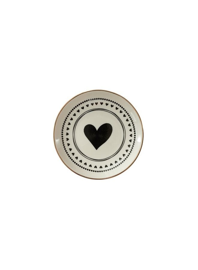 Love Plates, deco plate, porcelain, speech bubble, Bonjour!, black