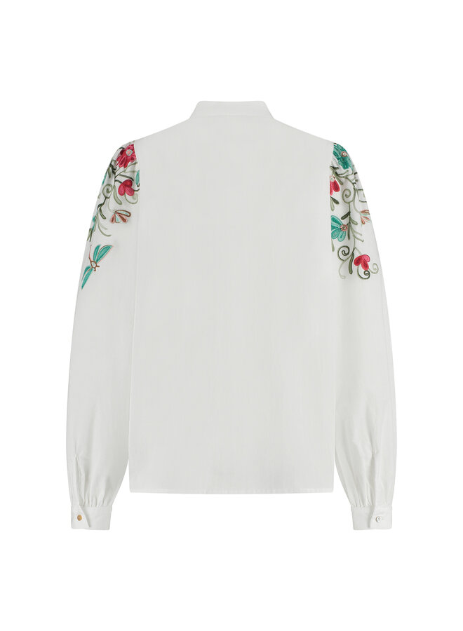 SS24045317 Nukus Brenda Blouse Embroidery Off White