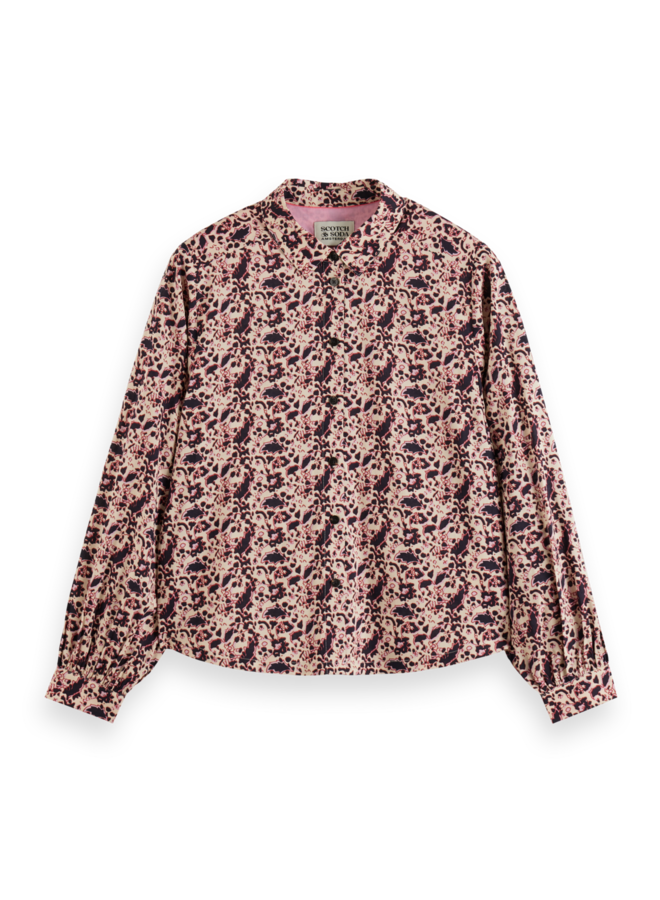 177182 001 Scotch&Soda printed balloon sleeve shirt Block Floral