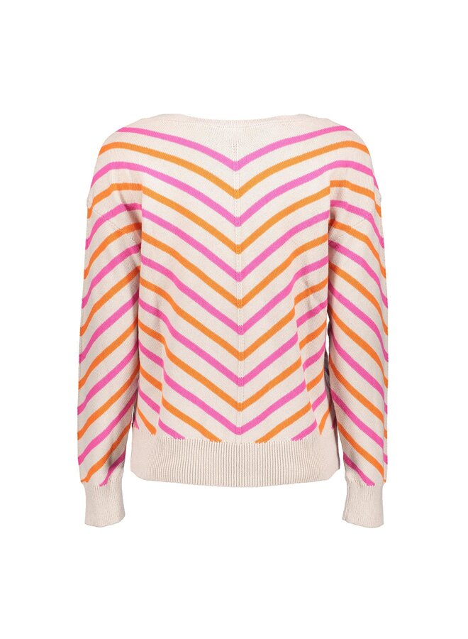 44000-10 721 Geisha Pullover stripes V light sand/orange/pink